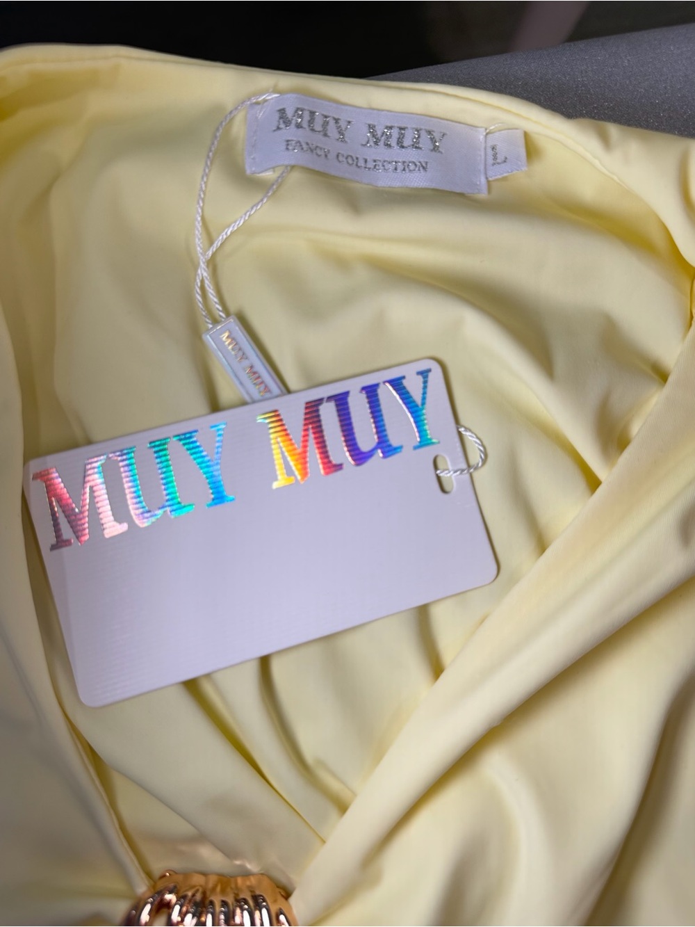 Maje Pale Yellow Sleeveless Ring-Front Bodysuit - Picture 4 of 4